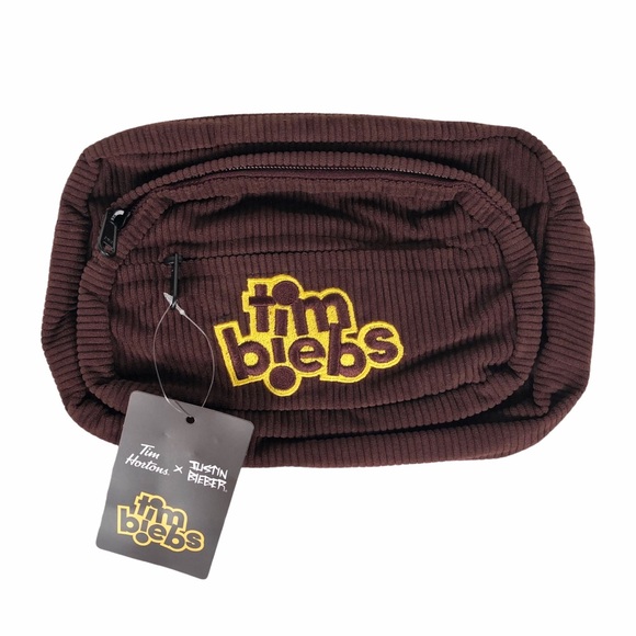 Justin Bieber x Tim Hortons Brown Corduroy Fannypack Tim Biebs Belt Bag NWT - Picture 7 of 7
